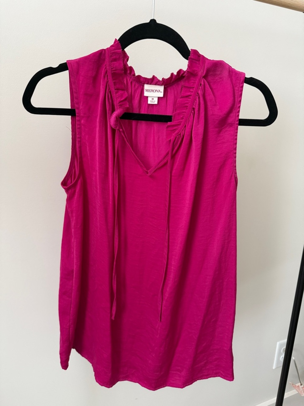 Merona Fuchsia Ruffle Tie-Neck Sleeveless Camisole